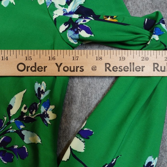 Ralph Lauren Dress Womens 4 ALine Floral Green Long Sleeve Crew Neck Flare - Picture 7 of 9